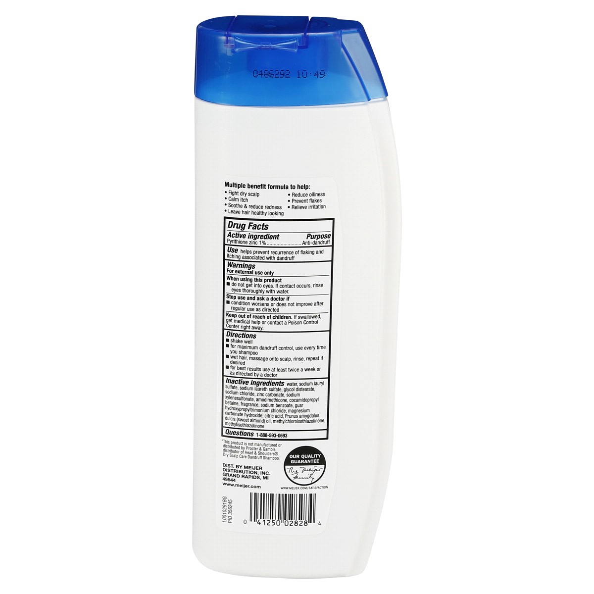 slide 5 of 5, Meijer Dry Scalp Dandruff Shampoo, Normal or Dry Hair, 14.2 oz