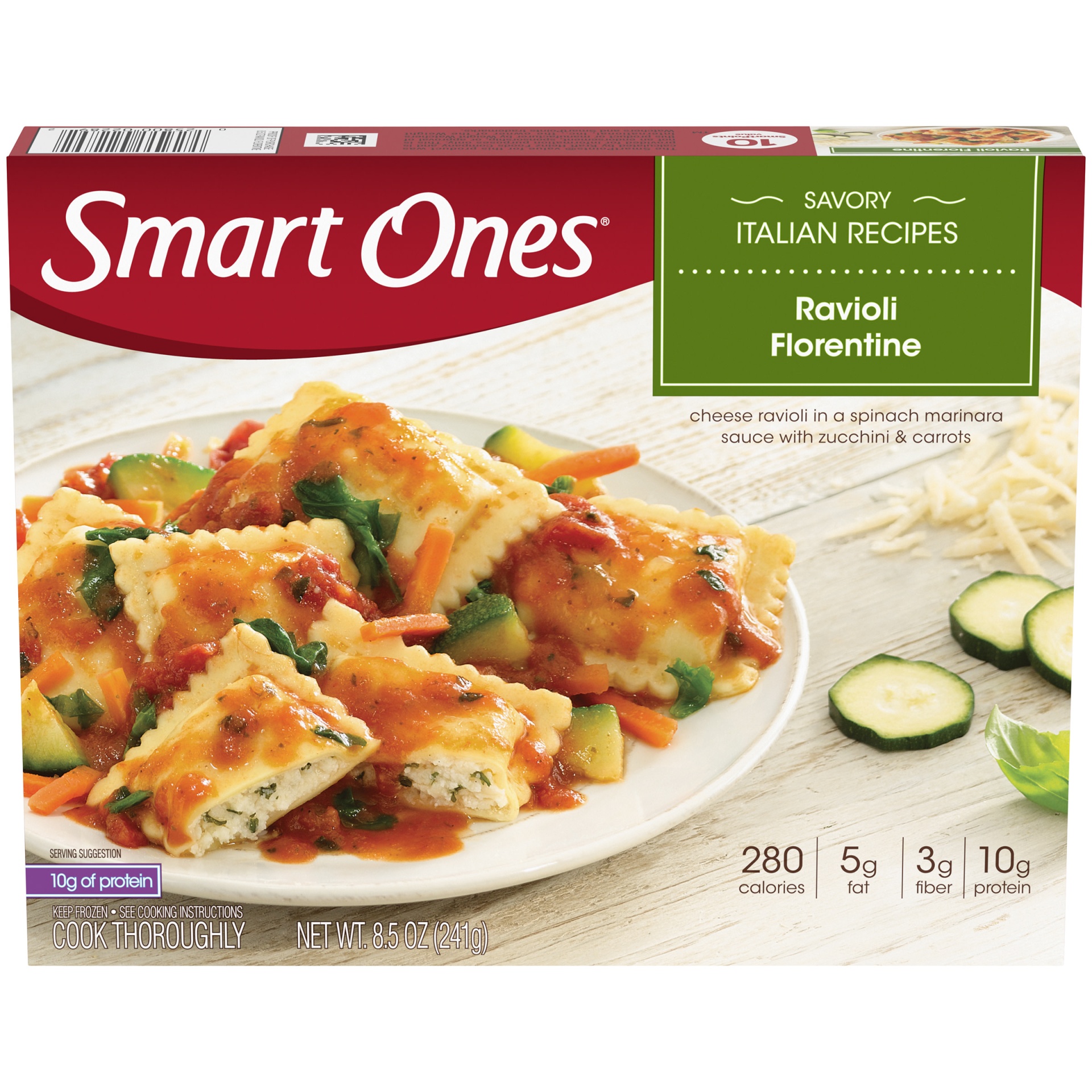 slide 1 of 1, Smart Ones Ravioli Florentine with Spinach Marinara Sauce, Zucchini & Carrots Frozen Meal, 8.5 oz