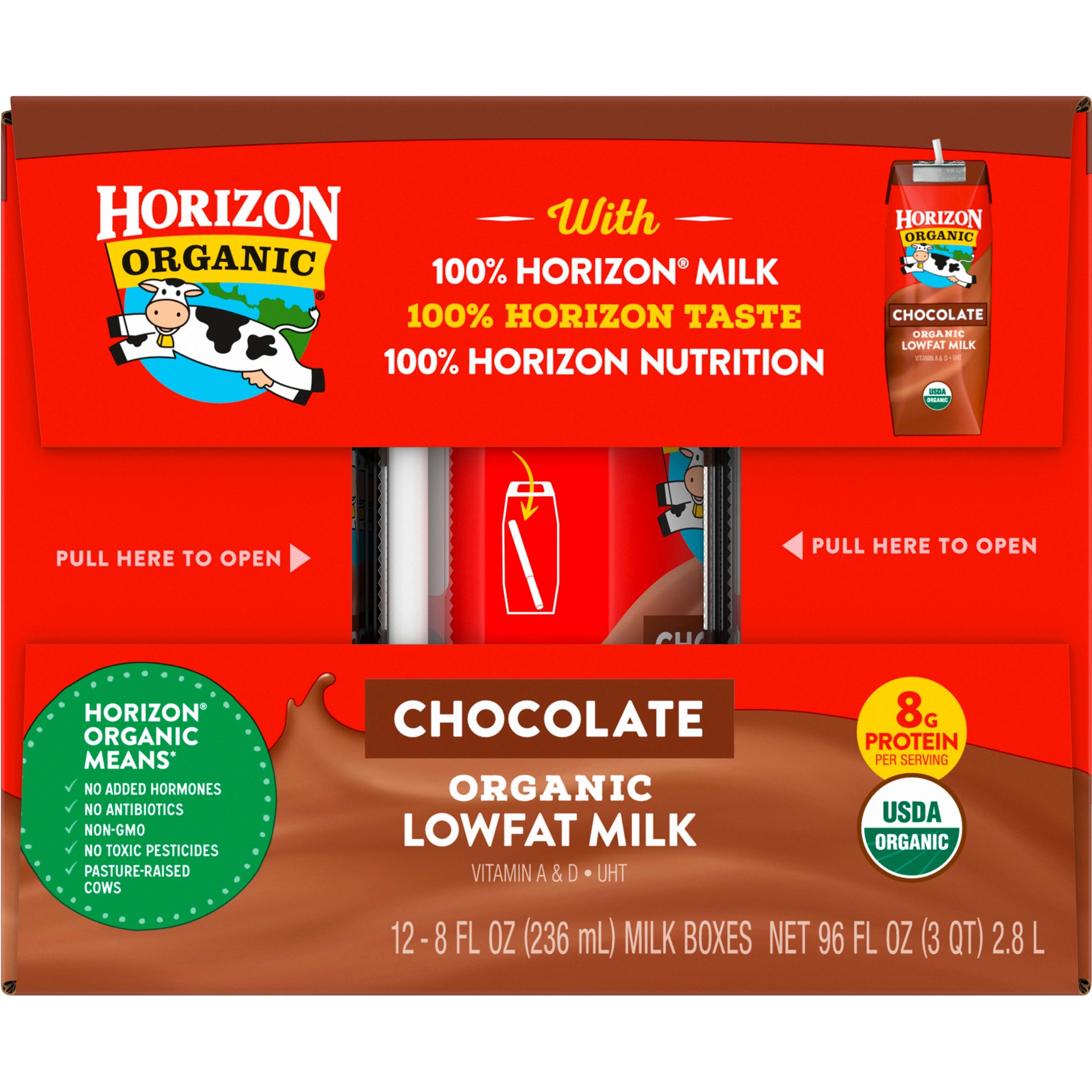 slide 2 of 5, Horizon Organic 1% Lowfat UHT Chocolate Milk, 12 ct; 8 fl oz