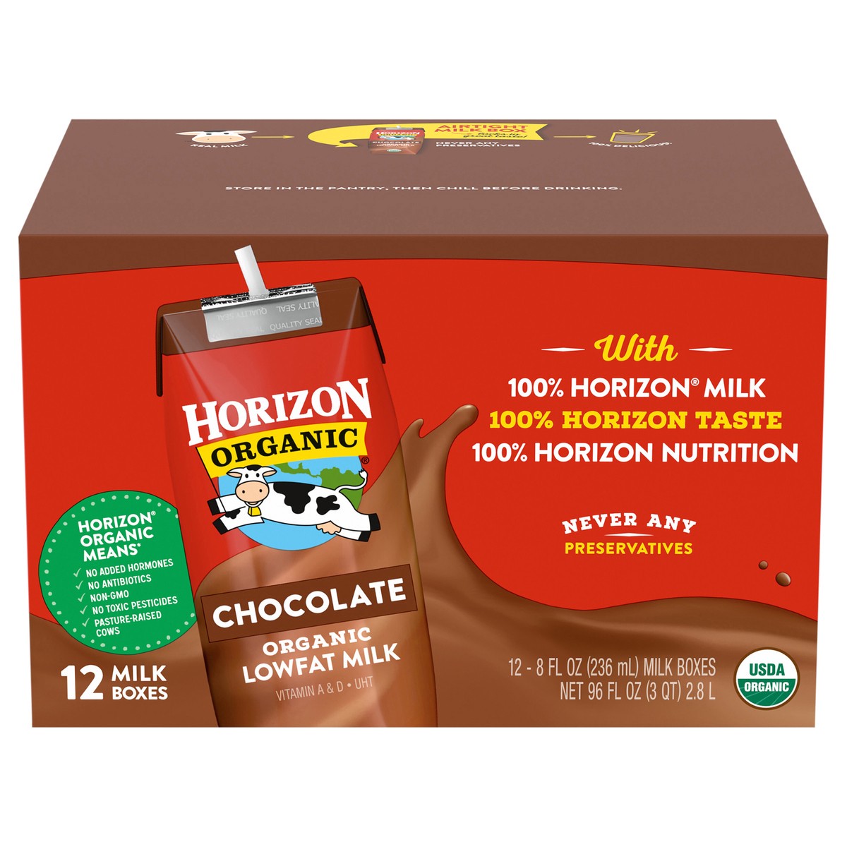 slide 1 of 5, Horizon Organic Shelf-Stable 1% Low Fat Milk Boxes, Chocolate, 8 fl oz, 12 Pack, 12 ct