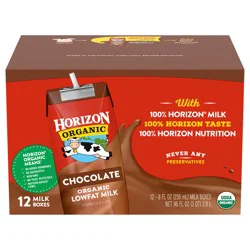 Horizon Organic Shelf-Stable 1% Low Fat Milk Boxes, Chocolate, 8 fl oz, 12 Pack