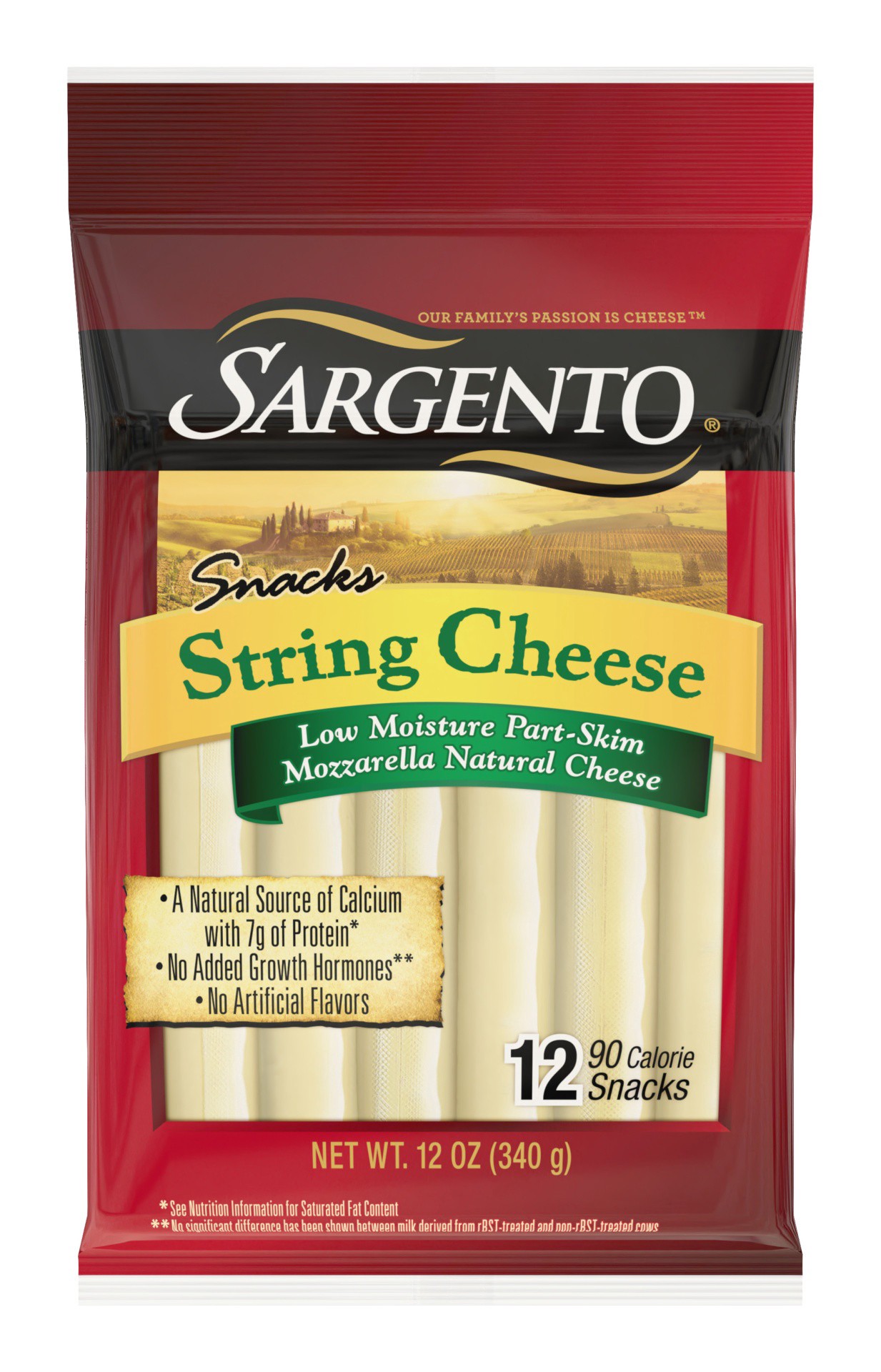 slide 1 of 76, Sargento Natural Mozzarella String Cheese Sticks, 12 count, 12 oz, 12 oz