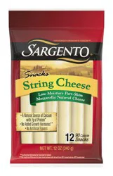 Sargento Natural Mozzarella String Cheese Sticks, 12 count, 12 oz