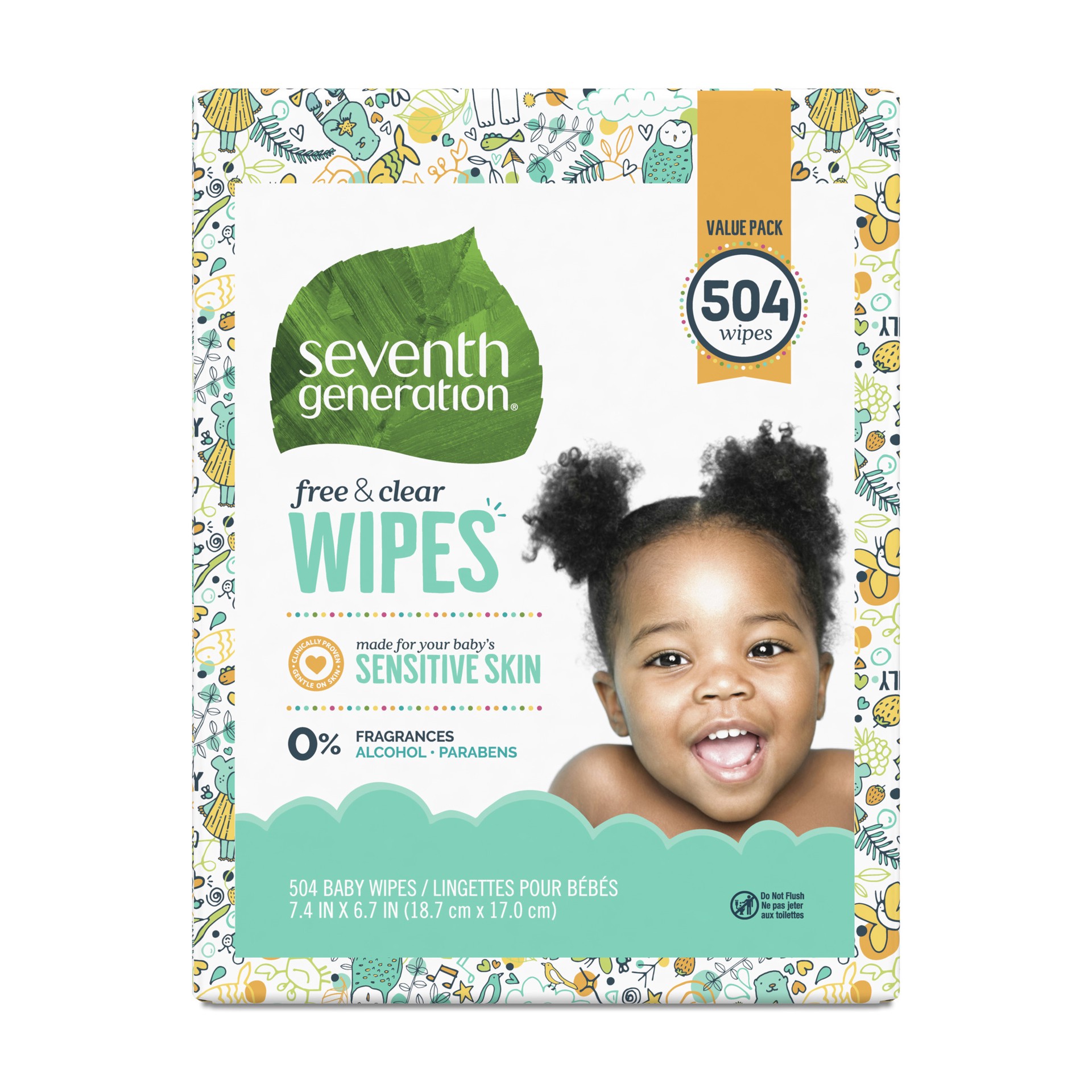 slide 4 of 4, Seventh Generation Baby Wipes Sensitive Protection, 504 count, 504 ct