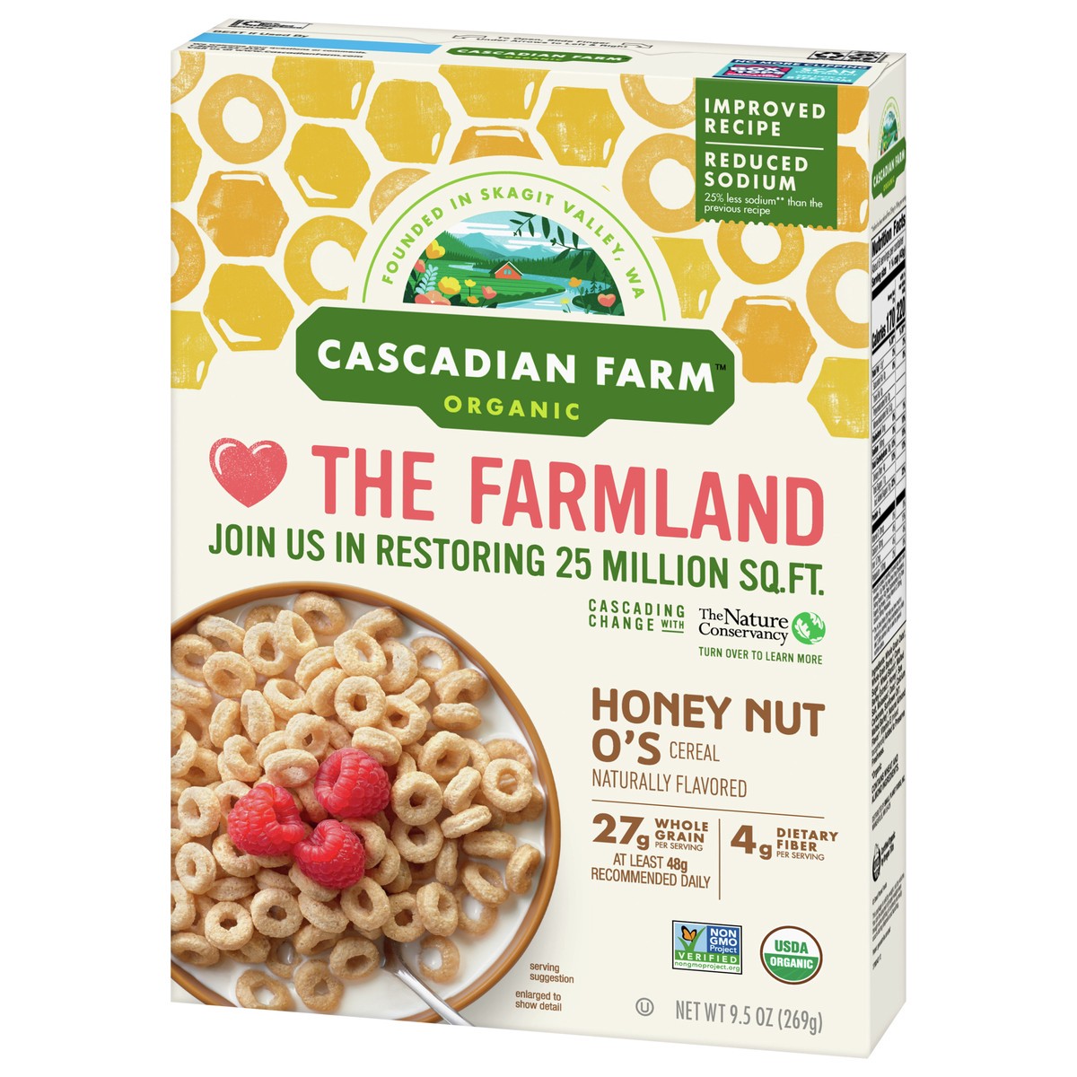 slide 3 of 9, Cascadian Farm Organic Honey Nut O's Cereal, 9.5 oz