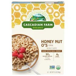 Cascadian Farm Organic Honey Nut O's Cereal, Made with Whole Grain, 9.5 oz