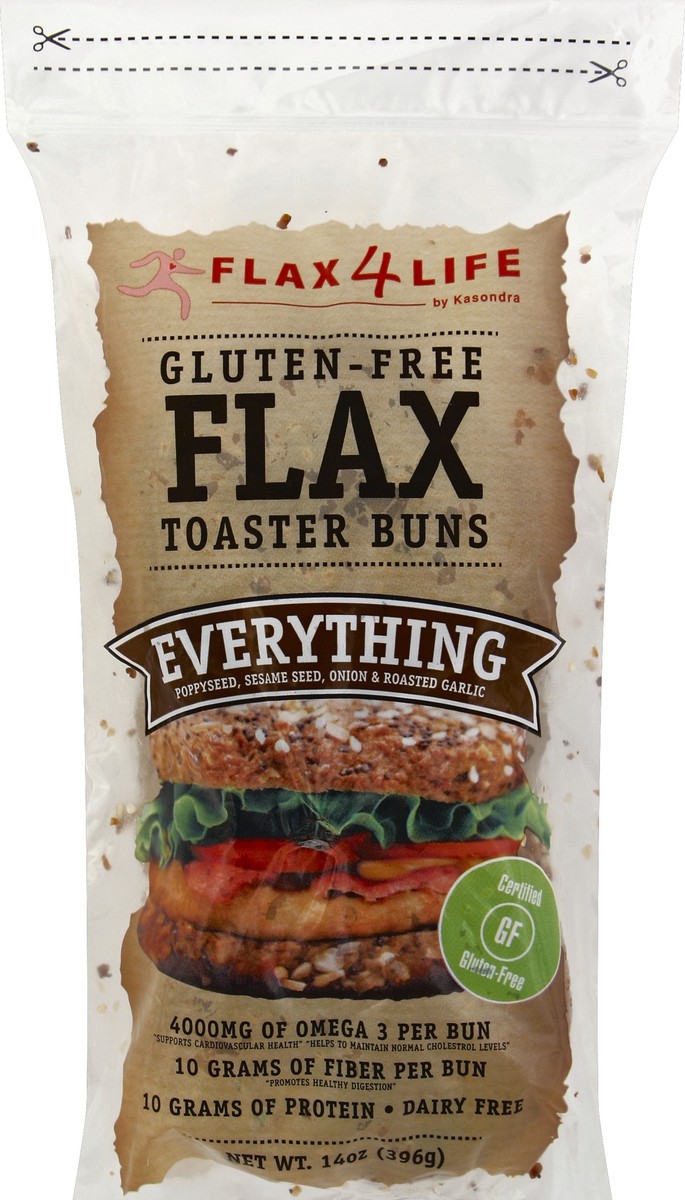 slide 5 of 5, Flax4Life Toaster Buns 14 oz, 14 oz