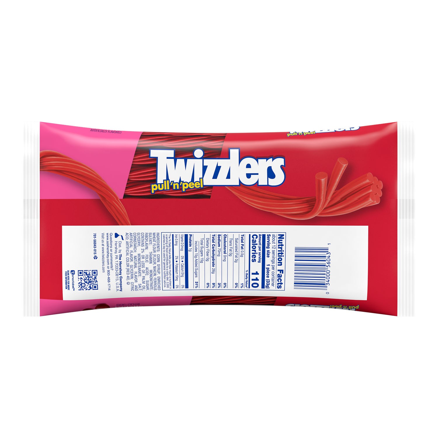 slide 5 of 7, Twizzlers PULL 'N' PEEL Cherry Flavored Licorice Style, Low Fat Candy Bag, 14 oz, 14 oz