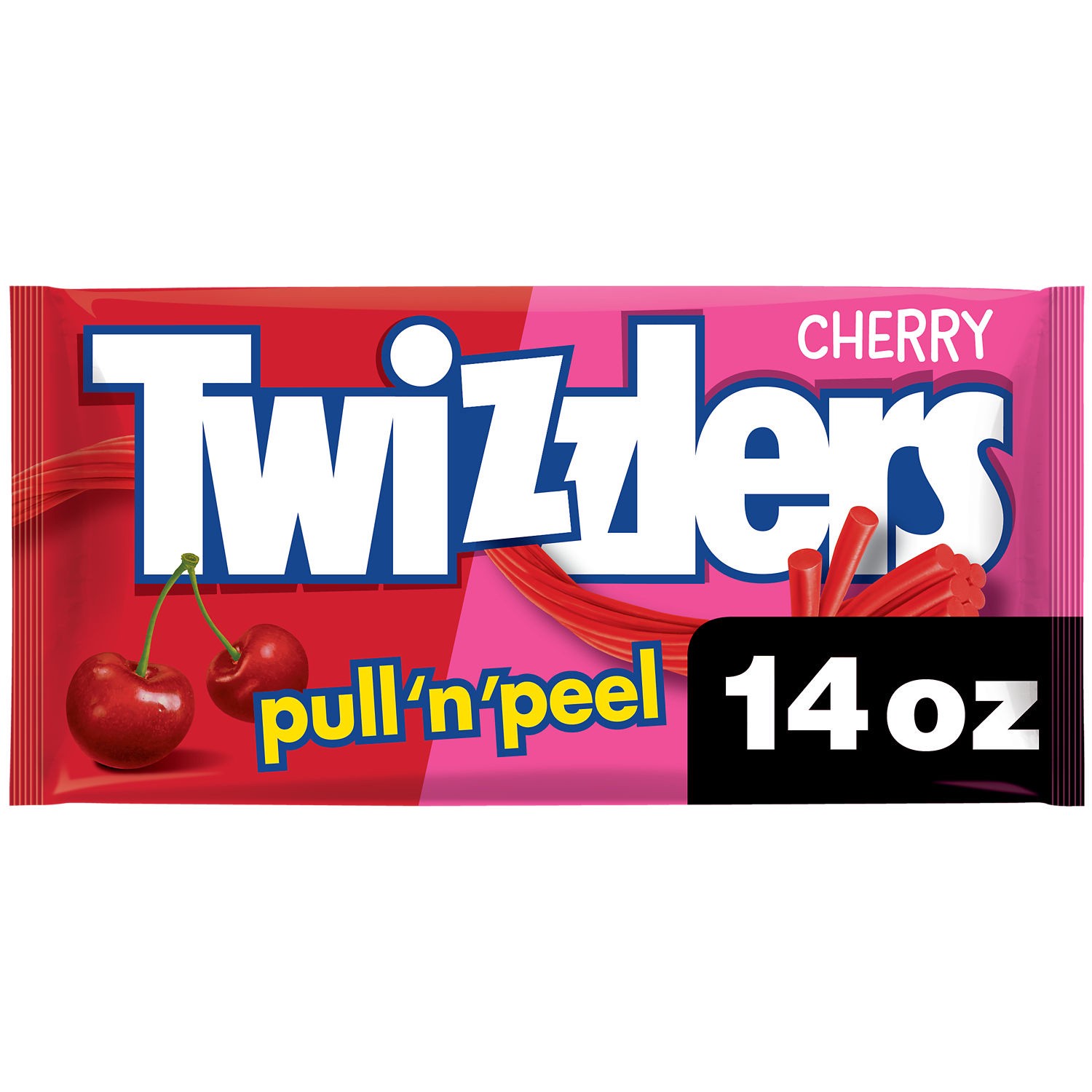 slide 6 of 7, Twizzlers PULL 'N' PEEL Cherry Flavored Licorice Style, Low Fat Candy Bag, 14 oz, 14 oz