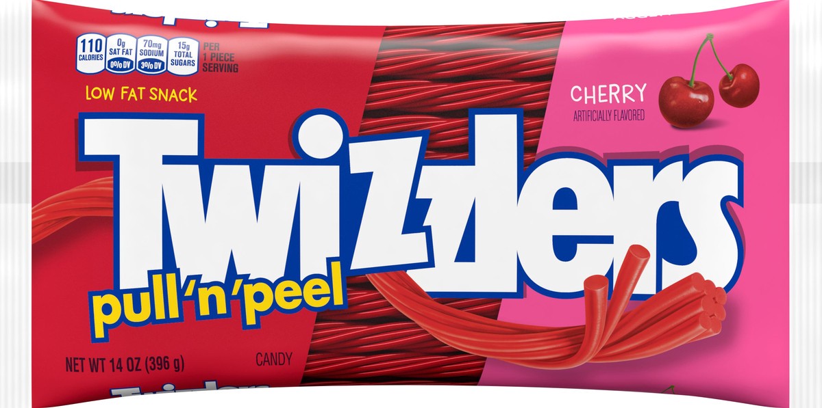 slide 1 of 7, Twizzlers Candy, Cherry, Pull 'n' Peel, 14 oz