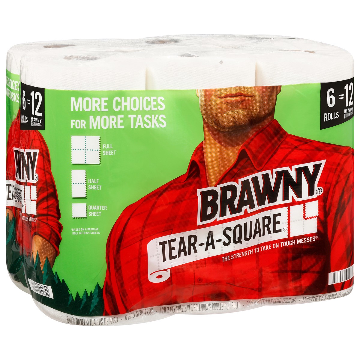 slide 2 of 9, Brawny Tear-A-Square 2-Ply Paper Towels 6 ea, 6 ct