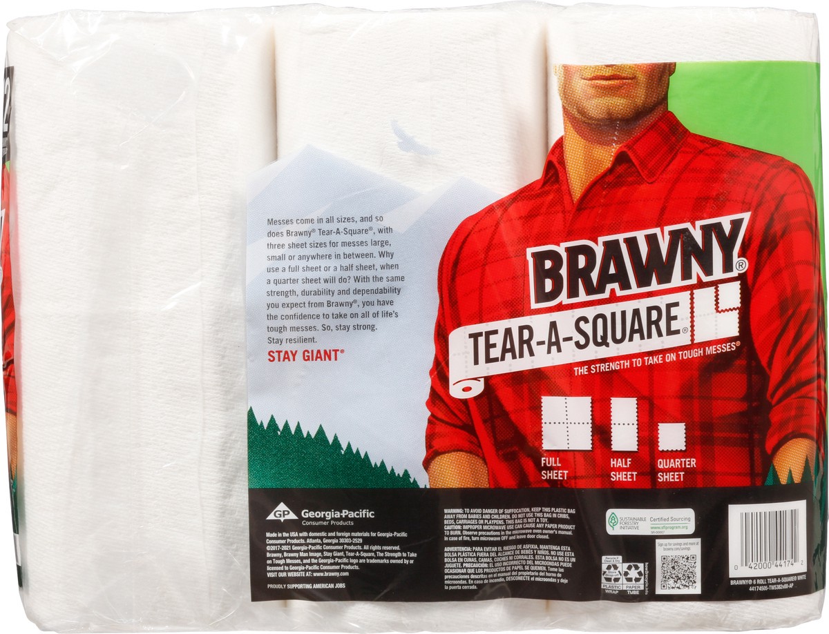 slide 5 of 9, Brawny Tear-A-Square 2-Ply Paper Towels 6 ea, 6 ct