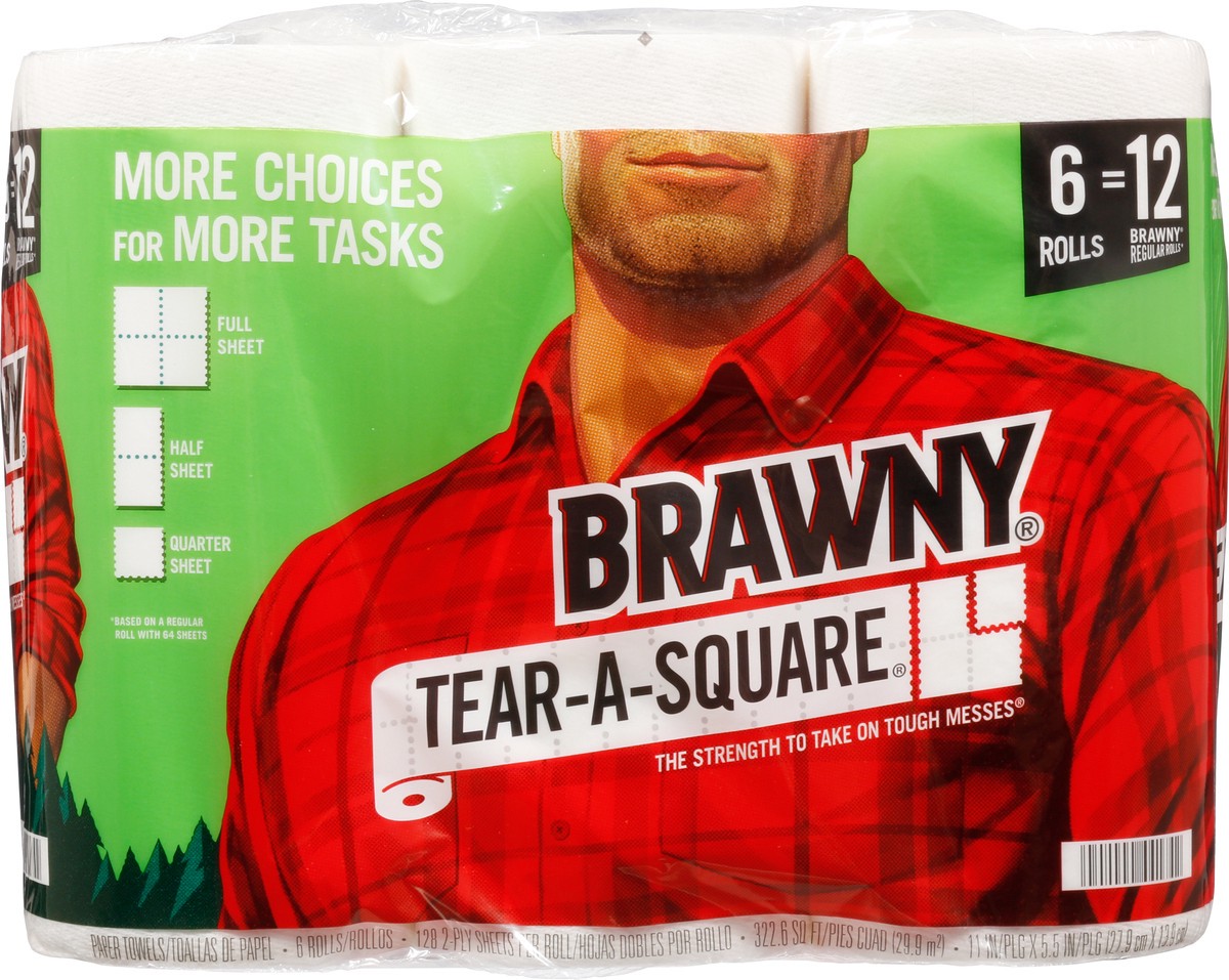 slide 6 of 9, Brawny Tear-A-Square 2-Ply Paper Towels 6 ea, 6 ct