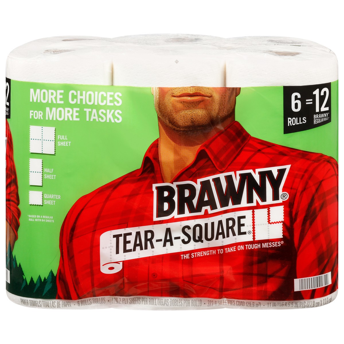 slide 1 of 9, Brawny Tear-A-Square 2-Ply Paper Towels 6 ea, 6 ct