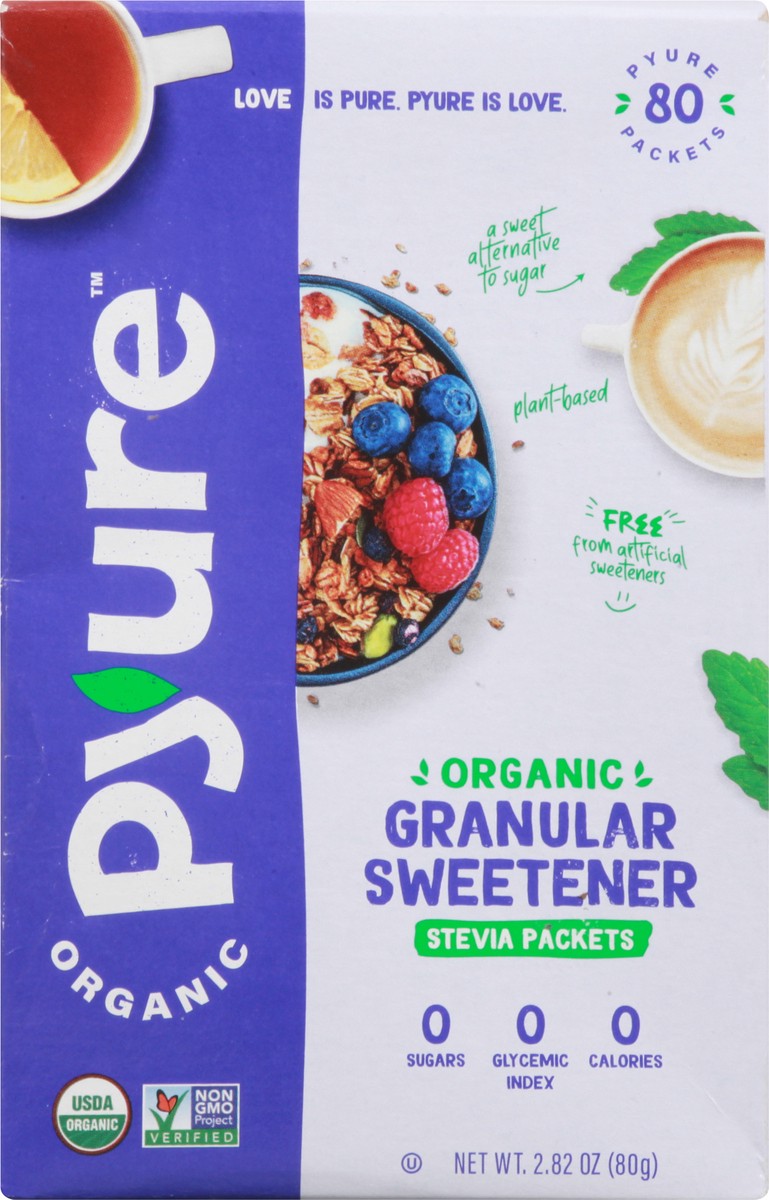 slide 1 of 14, Pyure Stevia Packets Organic Granular Sweetener 80 ea, 80 ct