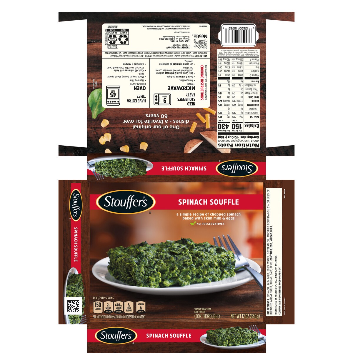 slide 8 of 14, Stouffer's Spinach Souffle Frozen Side Dish, 12 oz
