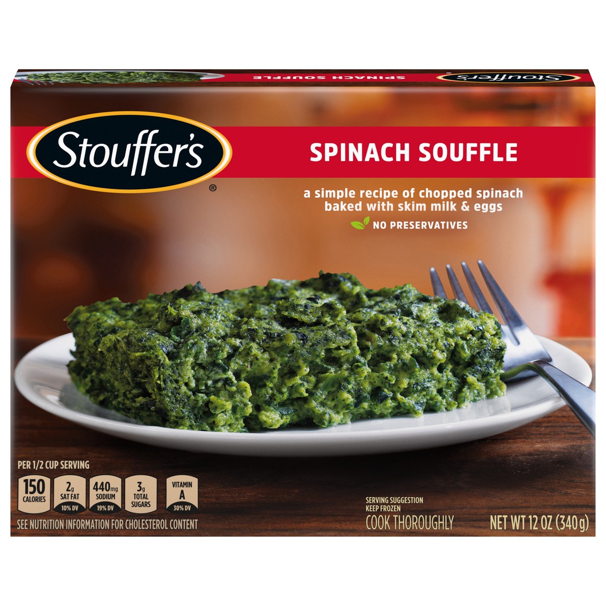 slide 9 of 14, Stouffer's Spinach Souffle Frozen Side Dish, 12 oz