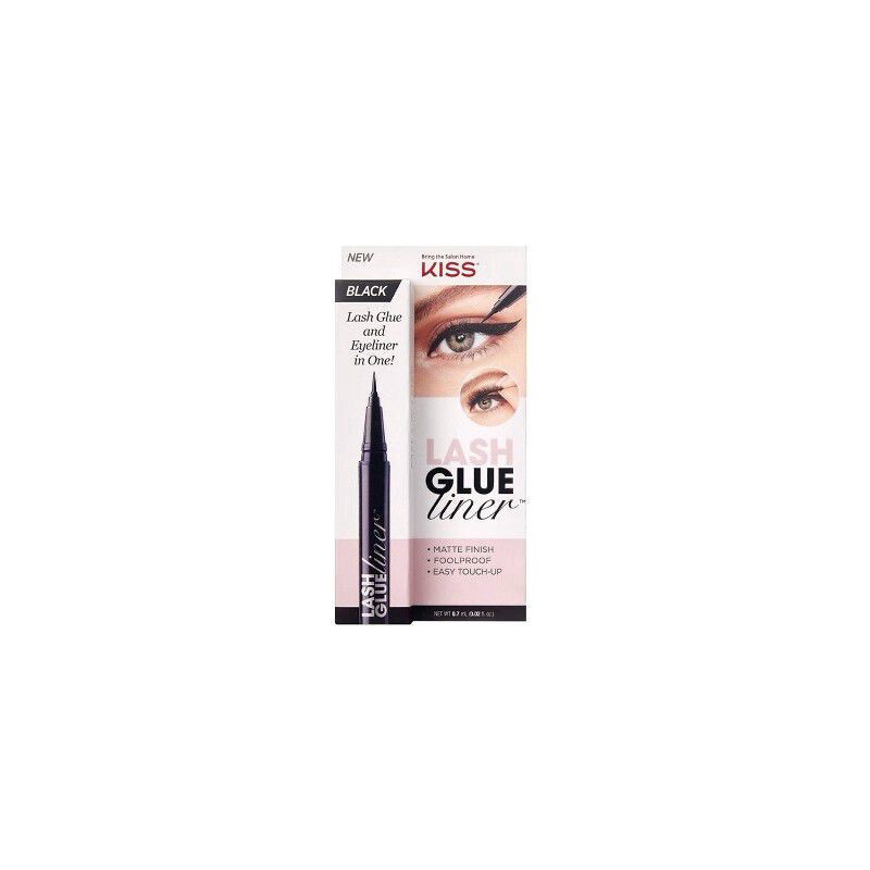 slide 1 of 9, KISS Lash GLUEliner Matte Finish False Eyelash Glue, 0.7 mL (0.02 fl. oz.), Black, 1 cnt