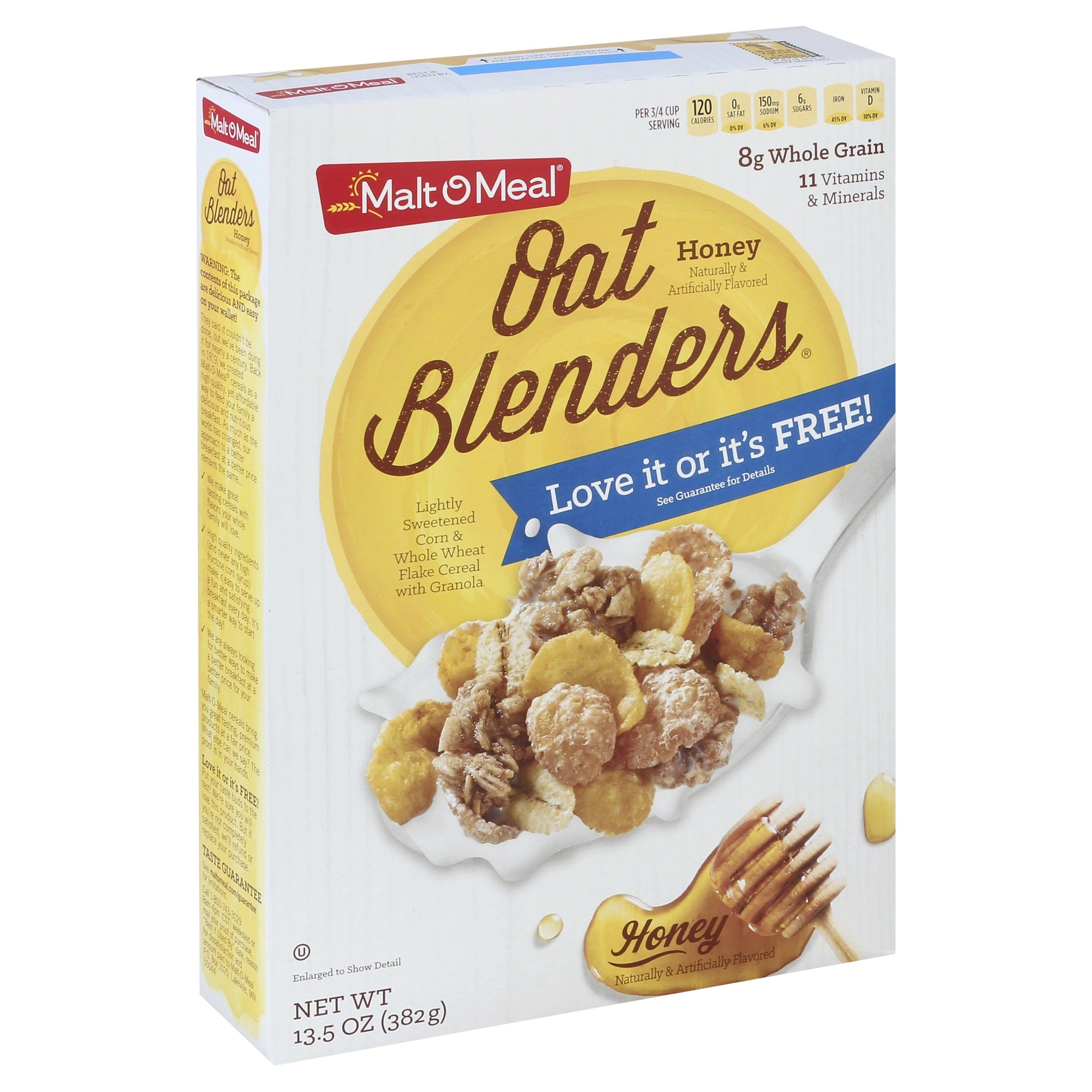 slide 1 of 1, Malt-O-Meal Oat Blenders With Honey, 13.5 oz