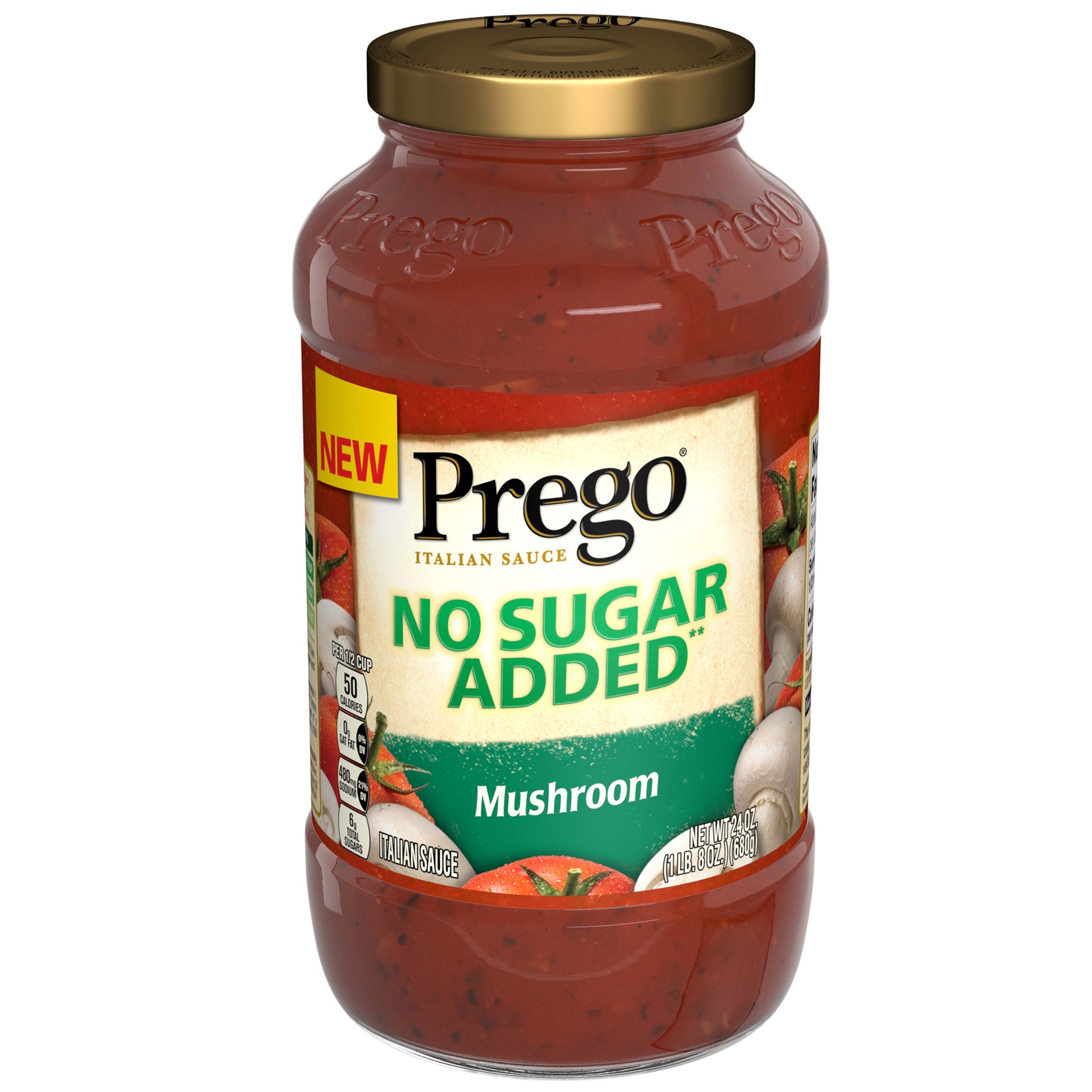 slide 1 of 5, Prego No Sugar Added Pasta Sauce, Traditional Italian Tomato Sauce with Mushrooms, 24 Ounce Jar, 24 oz