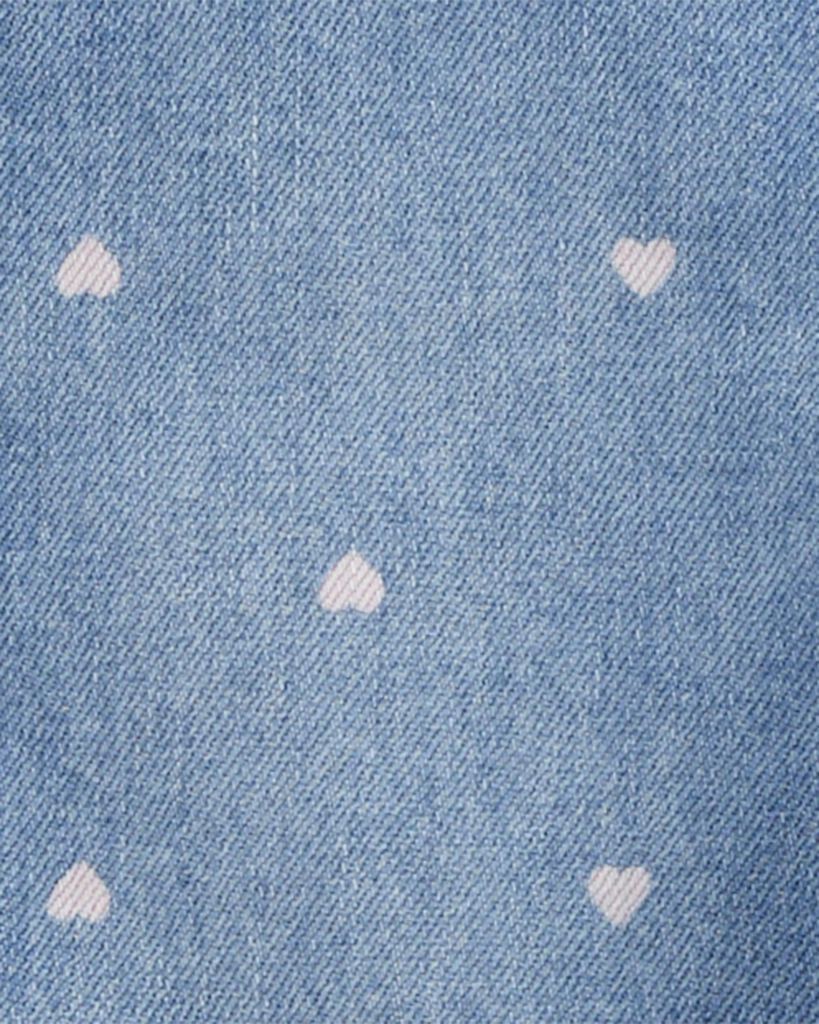 slide 3 of 3, Oshkosh Toddler Heart-Print Knit Denim Overalls Blue 5T, 1 ct