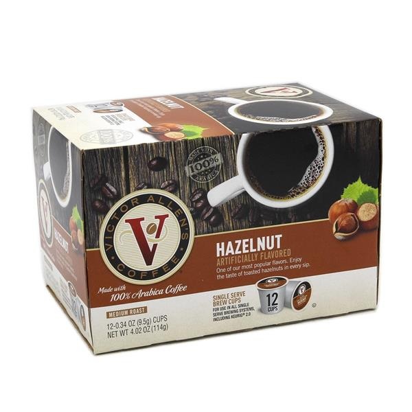 slide 1 of 1, Victor Allen's Coffee Hazelnut Single Serve Brew Cups, 12 ct; 0.34 oz