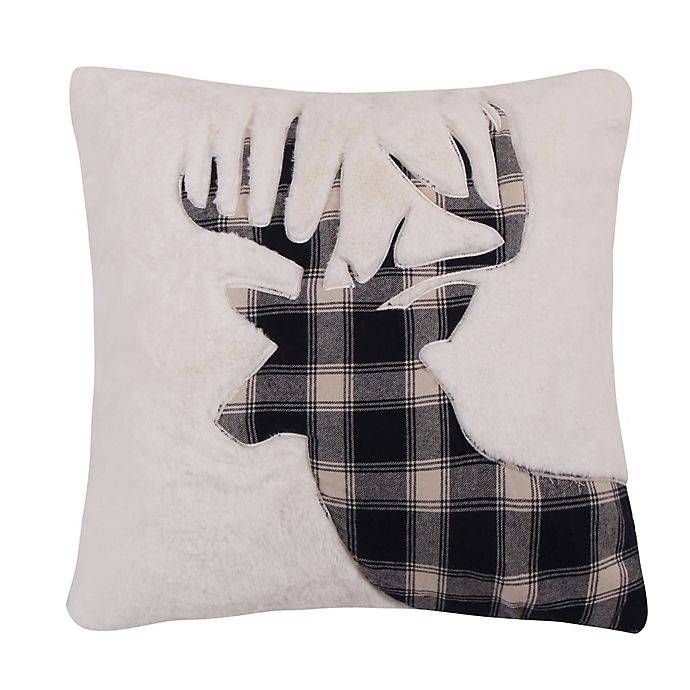 slide 1 of 1, Levtex Home Plaid Deer Square Throw Pillow - White, 20 in