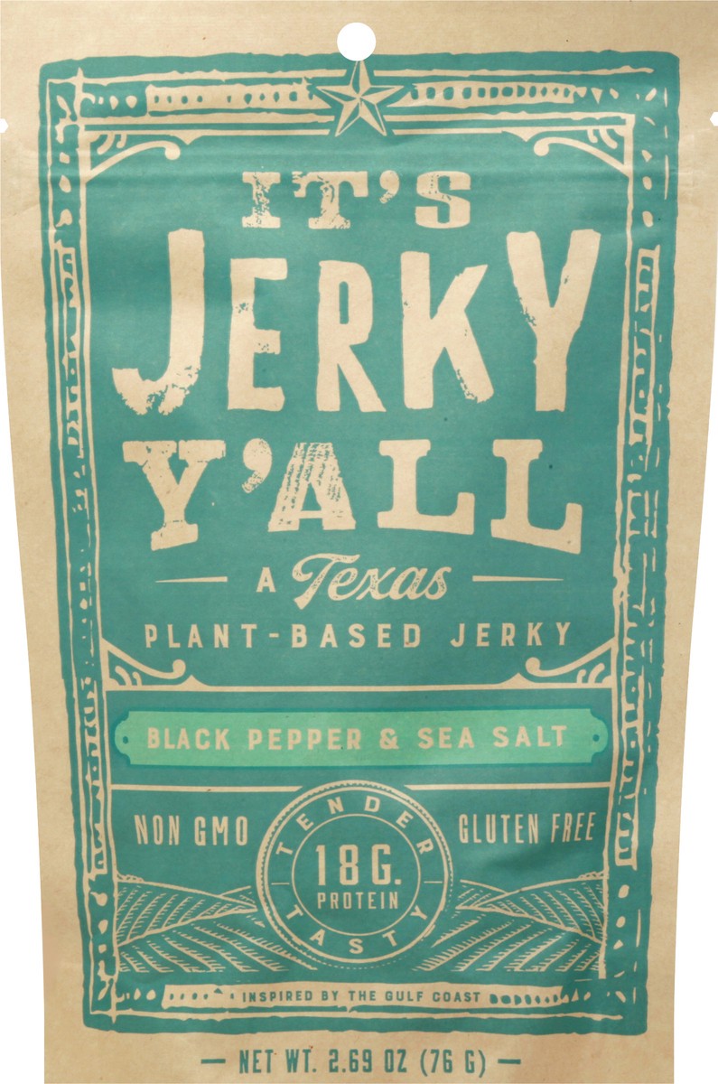slide 7 of 9, Its Jerky Y All Plant-Based Black Pepper & Sea Salt Jerky 2.69 oz, 2.69 oz