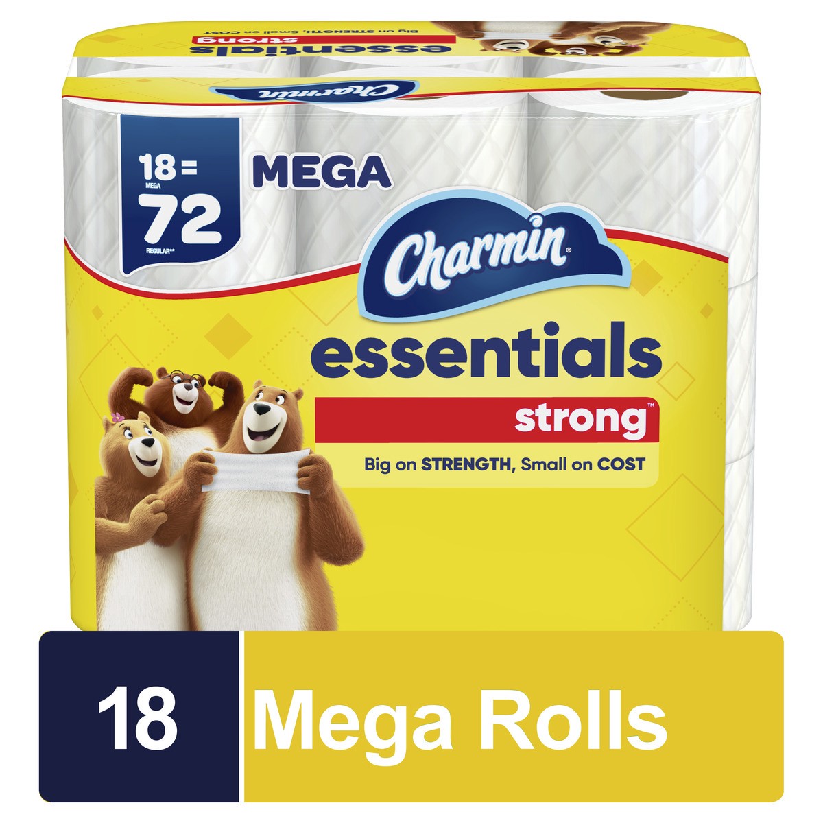 slide 1 of 5, Charmin Essentials Strong Toilet Paper 18 Mega Rolls, 429 sheets per roll, 18 ct