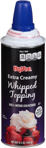 slide 1 of 1, Hy-Vee Extra Creamy Whipped Topping Aerosol Can, 6.5 oz