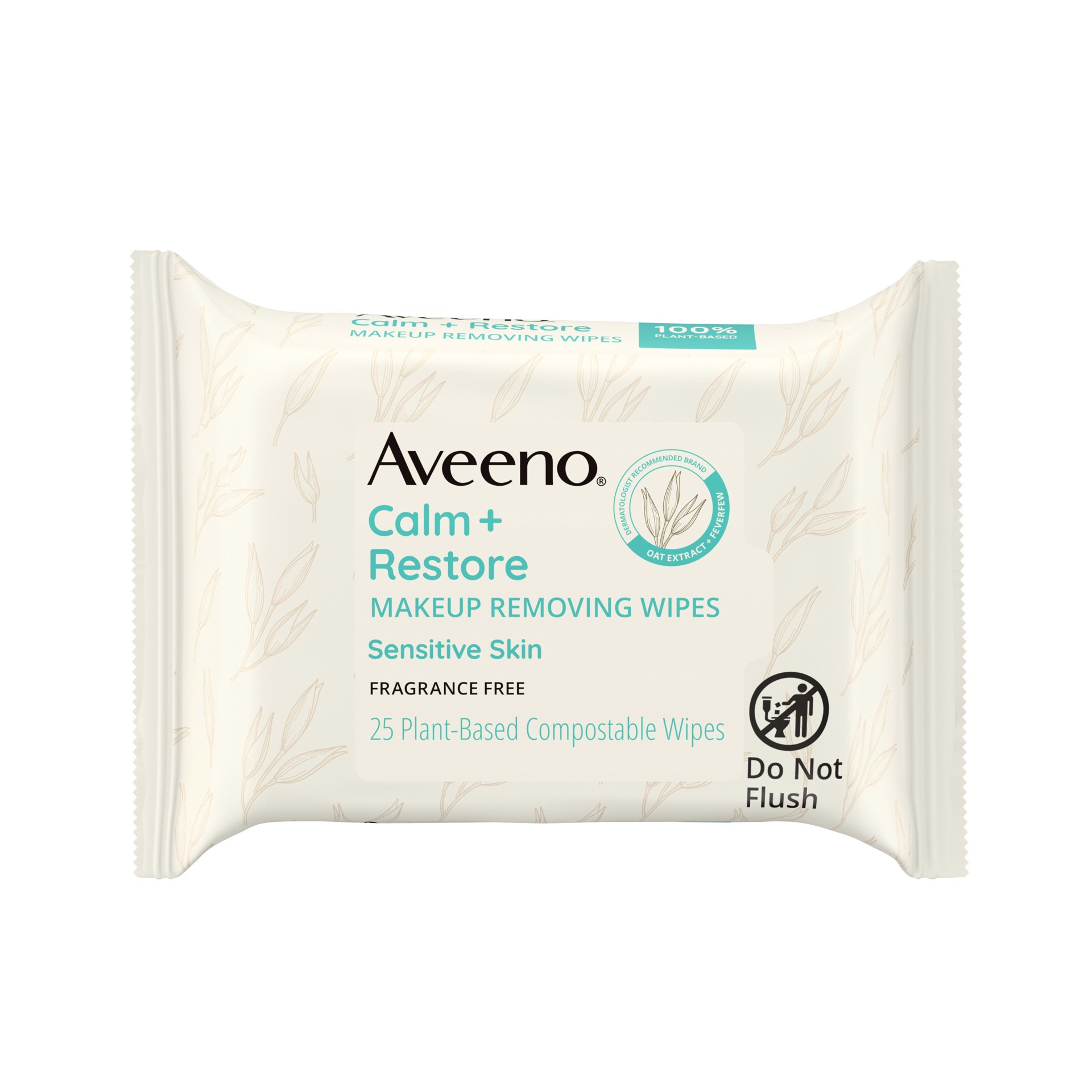 slide 1 of 14, Aveeno Calm + Restore Unscented Makeup Remover Facial Wipes, 25 ct, 25 ct