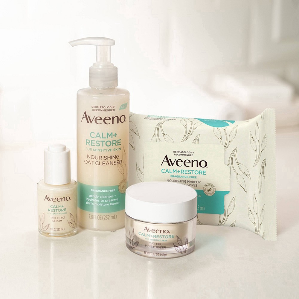 slide 14 of 14, Aveeno Calm + Restore Unscented Makeup Remover Facial Wipes, 25 ct, 25 ct