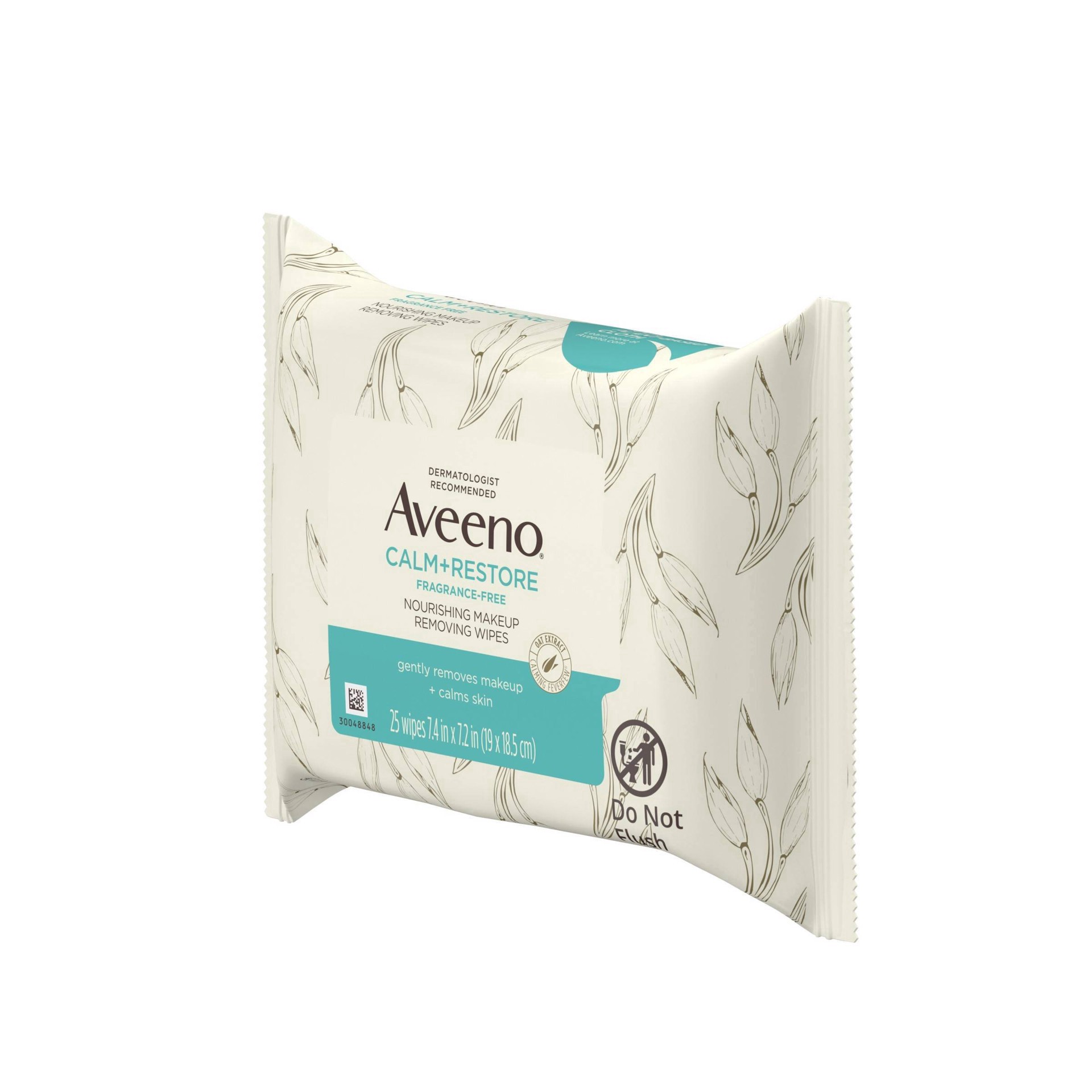 slide 13 of 14, Aveeno Calm + Restore Unscented Makeup Remover Facial Wipes, 25 ct, 25 ct
