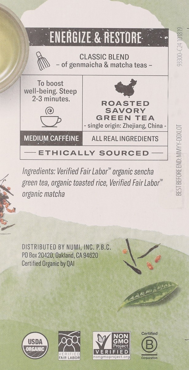 slide 3 of 12, Numi Organic Matcha Toasted Rice Green Tea 18 ea, 18 ct