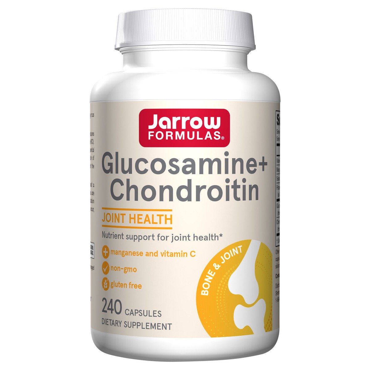 slide 5 of 5, Jarrow Formulas Glucosamine + Chondroitin - 240 Capsules - Nutrient Support - Dietary Supplement for Joint Health - With Vitamin C & Manganese - 60 Servings, 240 ct