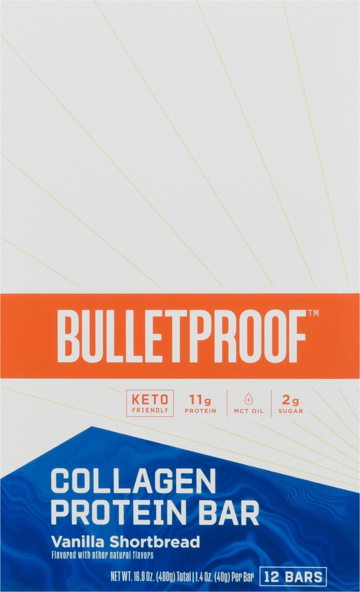 slide 12 of 14, Bulletproof Vanilla Shortbread Collagen Protein Bar 12 - 1.4 oz Bars, 12 ct