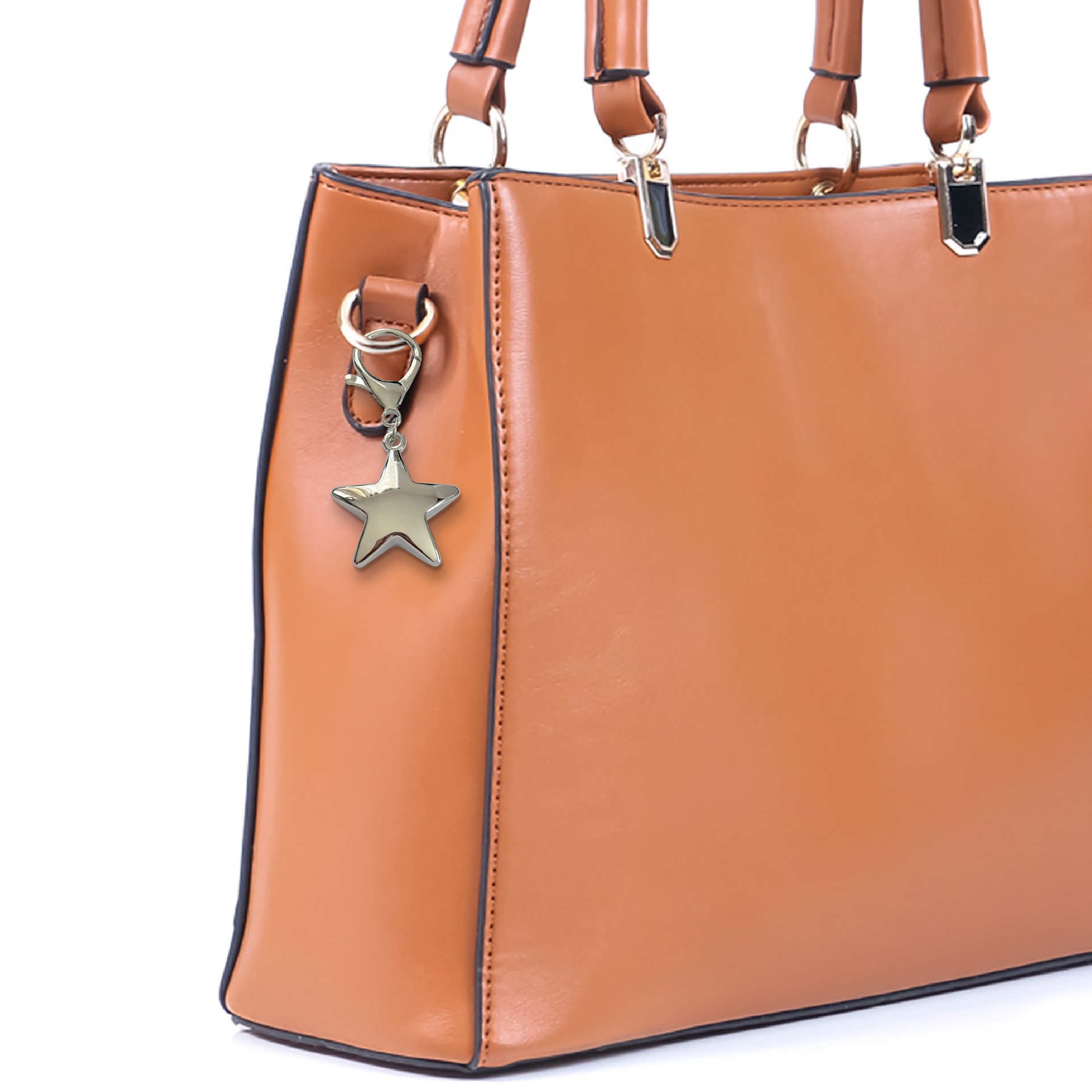 slide 2 of 3, Blue Moon Studio Large Silver Star Bag Charm, 1.52 in x 1.38 in