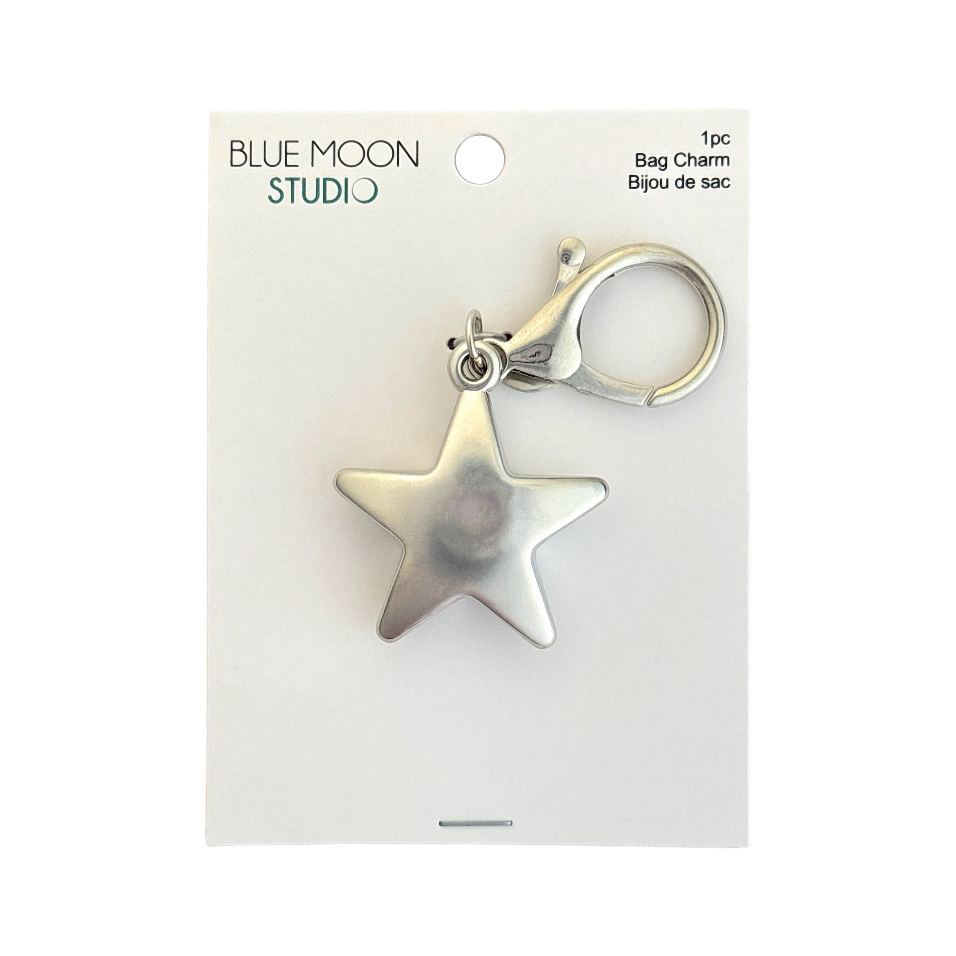 slide 3 of 3, Blue Moon Studio Large Silver Star Bag Charm, 1.52 in x 1.38 in