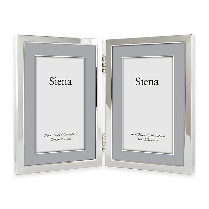 slide 1 of 1, Siena Silver-Plated Narrow Border Plain 2-Photo Picture Frame, 5 in x 7 in