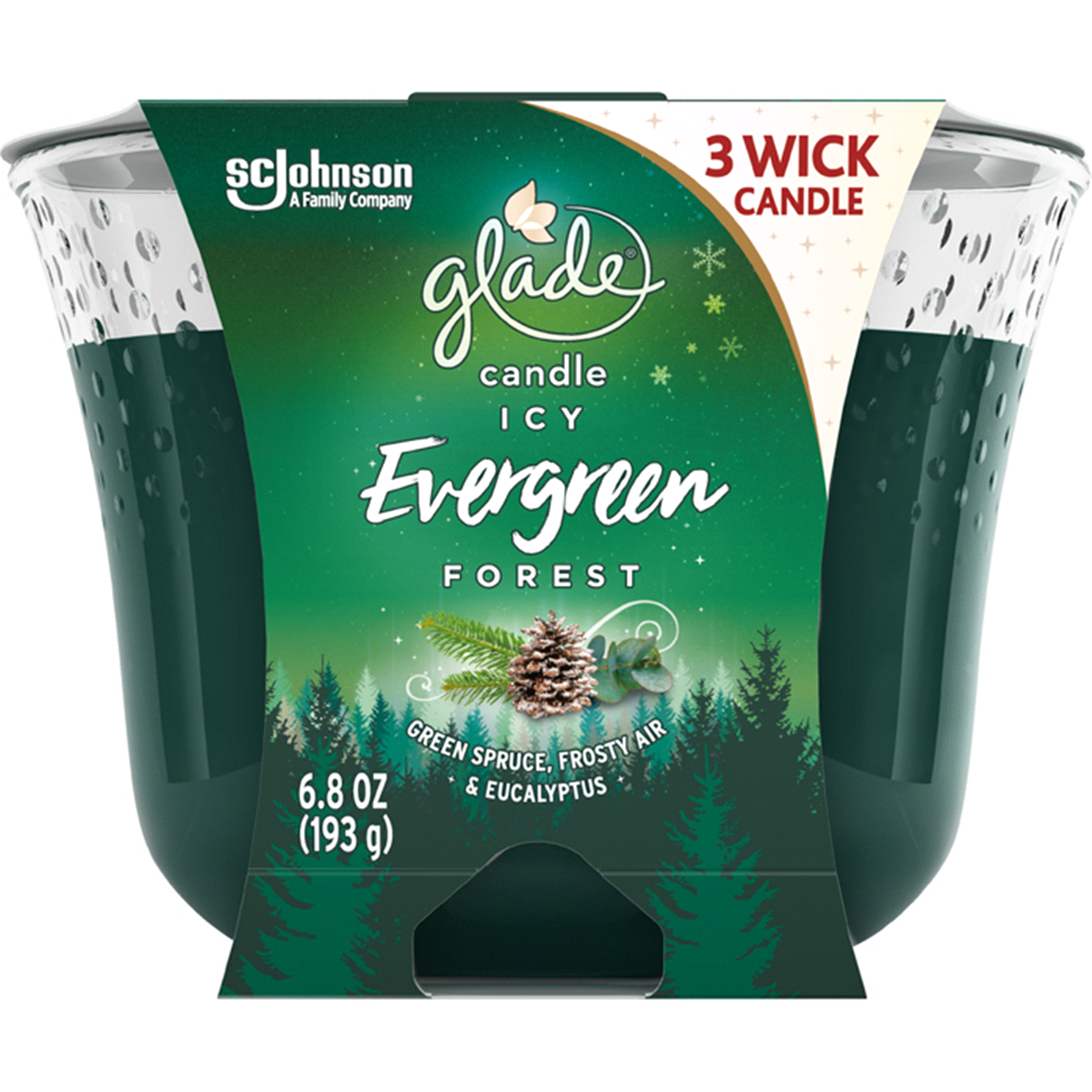 slide 1 of 1, Glade Candle, Icy evergreen Forest, 6.8 oz