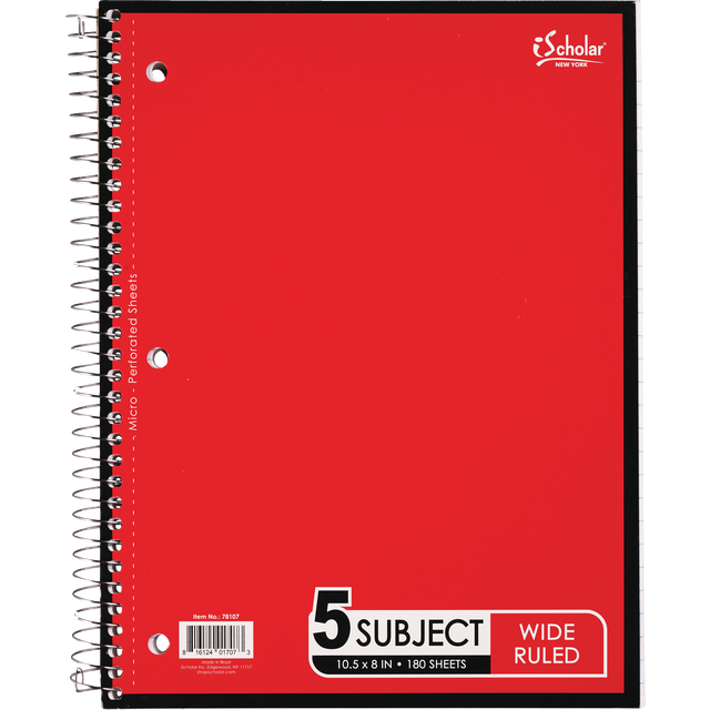 slide 1 of 1, iScholar 5-Subject Wirebound Notebook, 180 ct