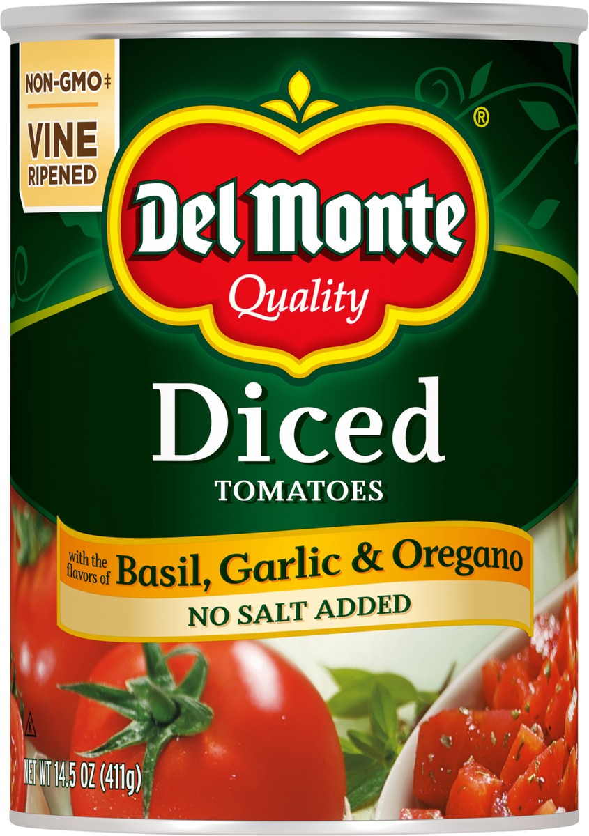 slide 5 of 10, Del Monte Diced Basil, Garlic & Oregano Tomatoes 14.5 oz Can, 14.5 oz