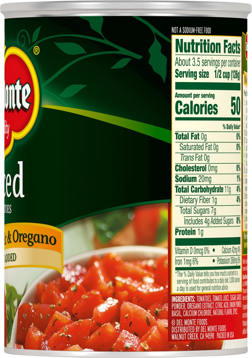 slide 10 of 10, Del Monte Diced Basil, Garlic & Oregano Tomatoes 14.5 oz Can, 14.5 oz