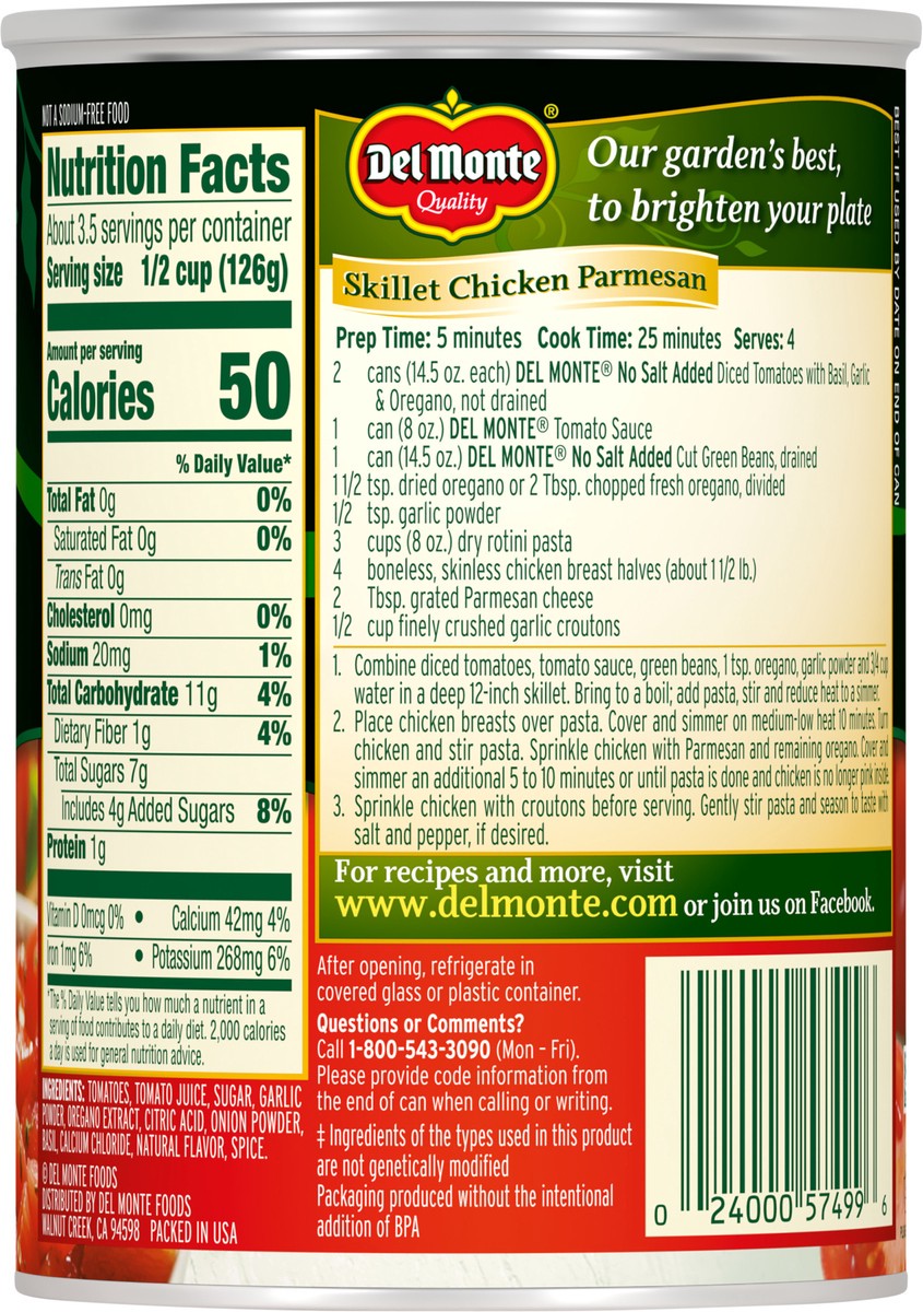 slide 8 of 10, Del Monte Diced Basil, Garlic & Oregano Tomatoes 14.5 oz Can, 14.5 oz