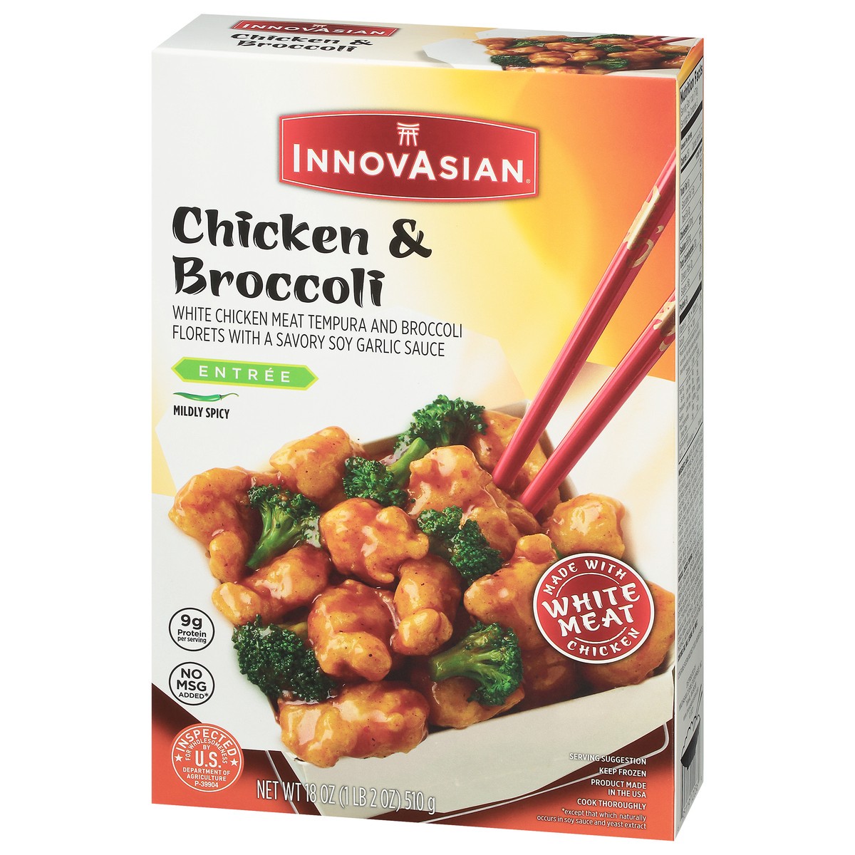 slide 2 of 11, InnovAsian Entree Mildly Spicy Chicken & Broccoli 18 oz, 18 oz