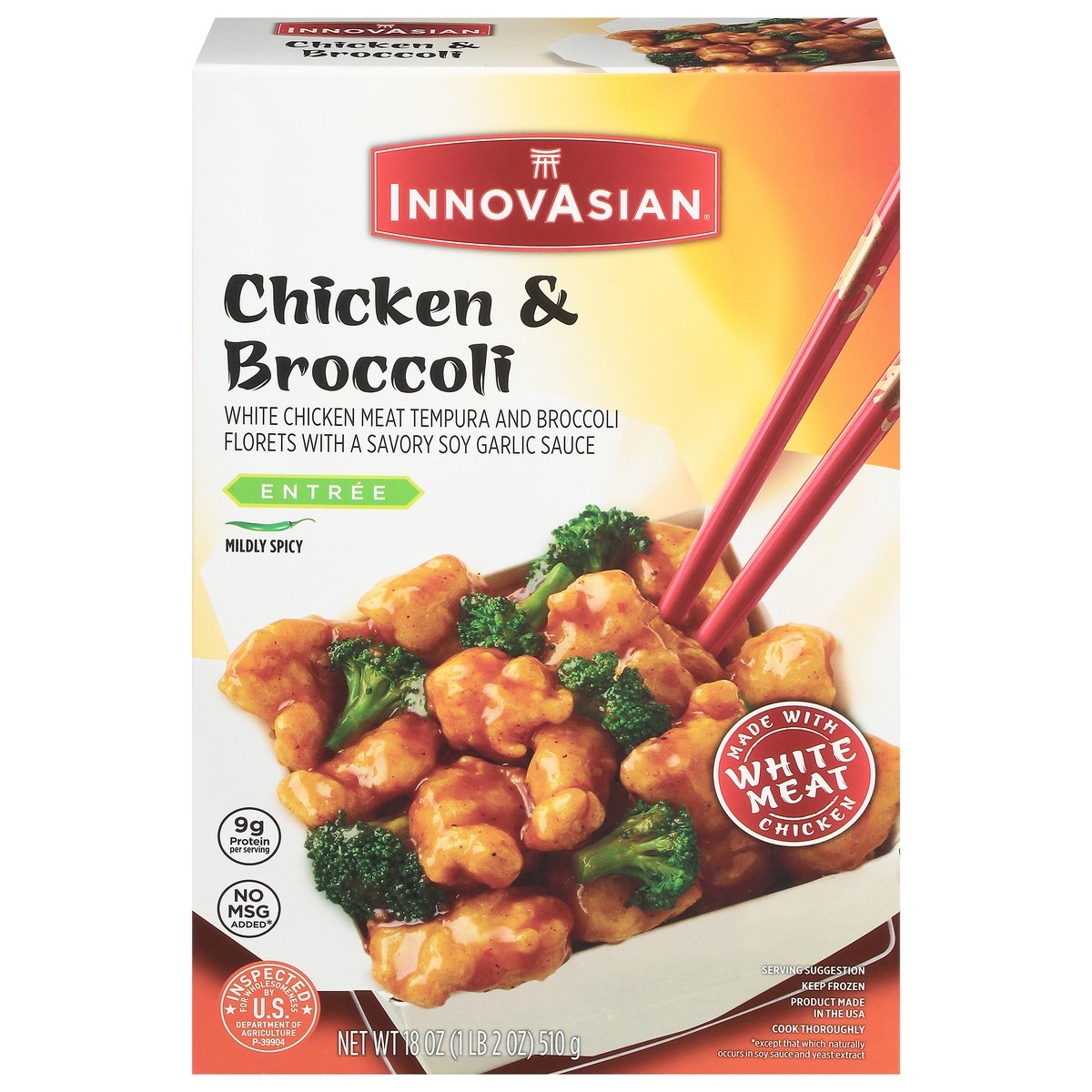 slide 1 of 11, InnovAsian Entree Mildly Spicy Chicken & Broccoli 18 oz, 18 oz