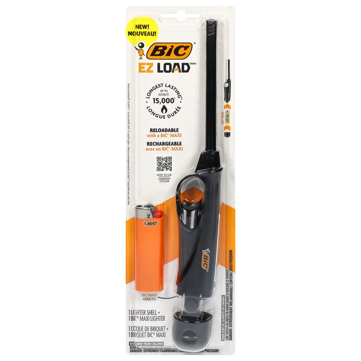 slide 12 of 12, BIC EZ Load Reloadable Rechargeable Lighter Shell + Maxi Lighter 1 ea, 1 ct