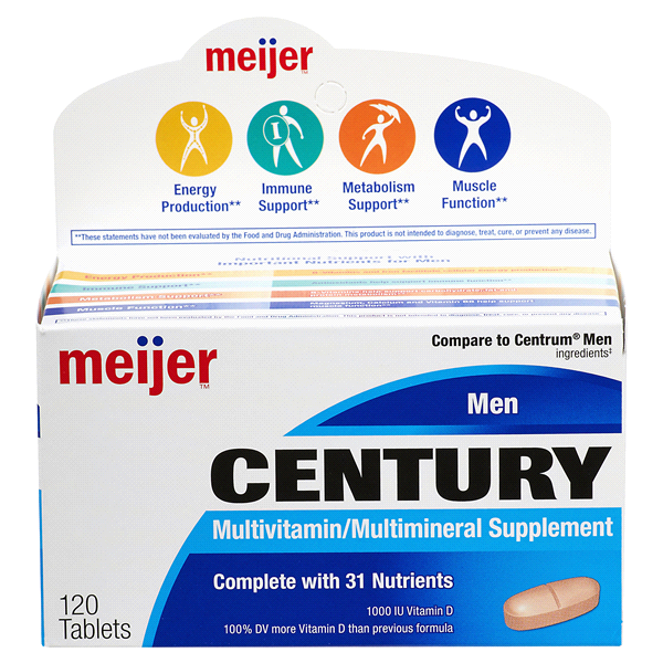 slide 1 of 1, Meijer Mens Under 50 Century Multivitamin, 120 ct