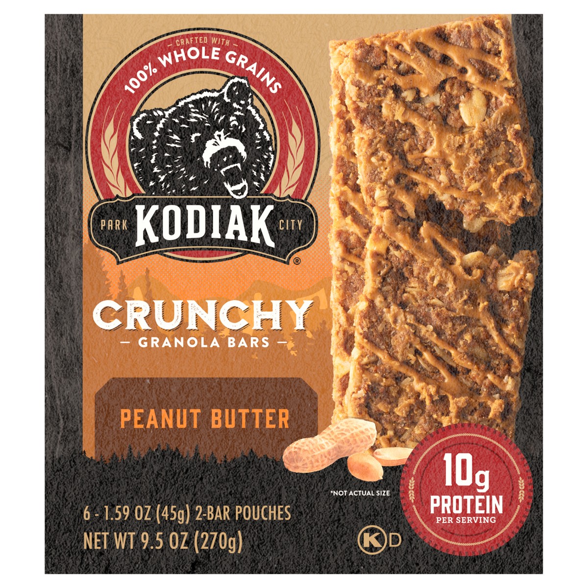 slide 6 of 13, Kodiak Cakes Crunchy Granola Bar, Peanut Butter, 9.5 oz/6 Ct, 6 ct