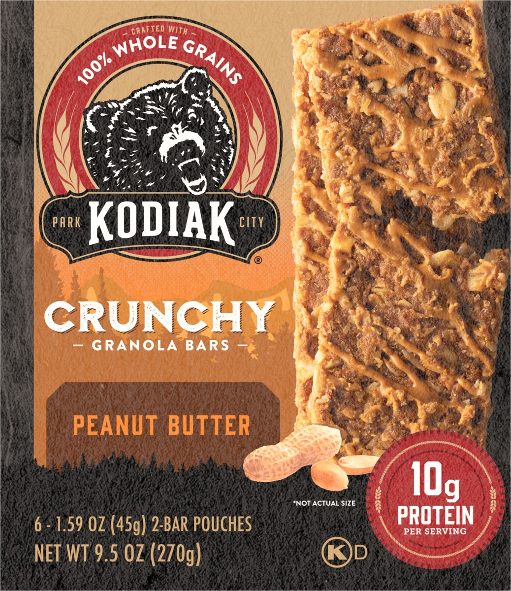 slide 10 of 13, Kodiak Cakes Crunchy Granola Bar, Peanut Butter, 9.5 oz/6 Ct, 6 ct